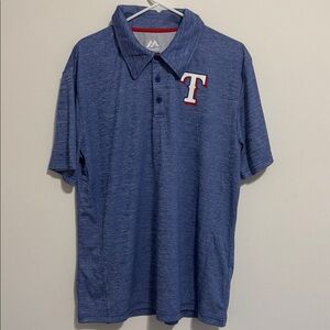 Texas Rangers Collared Majestic Light Blue Polo Shirt